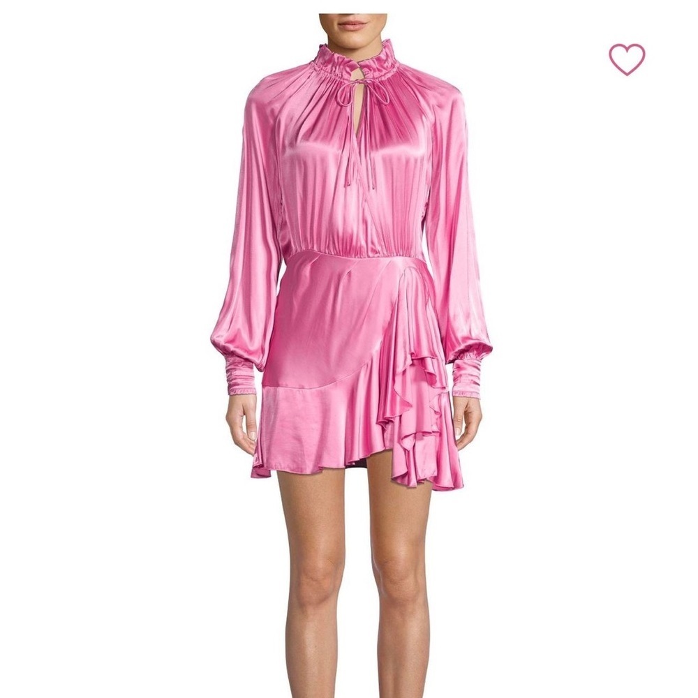 Divine Heritage Barbie Pink Silk Crossover Ruffle Mini Dress  (111)